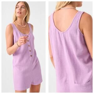 FAHERTY Dream Cotton Gauze Jamesport Romper In Nirvana Size Medium Purple